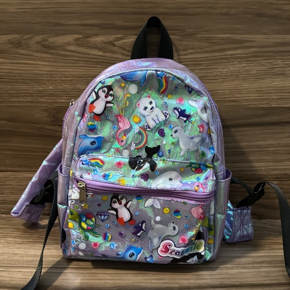 SeaWorld Lisa Frank Iridescent Marine Animals Top Zip Mini Backpack